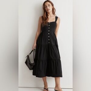 Madewell Black Tiered Maxi Dress with Buttons